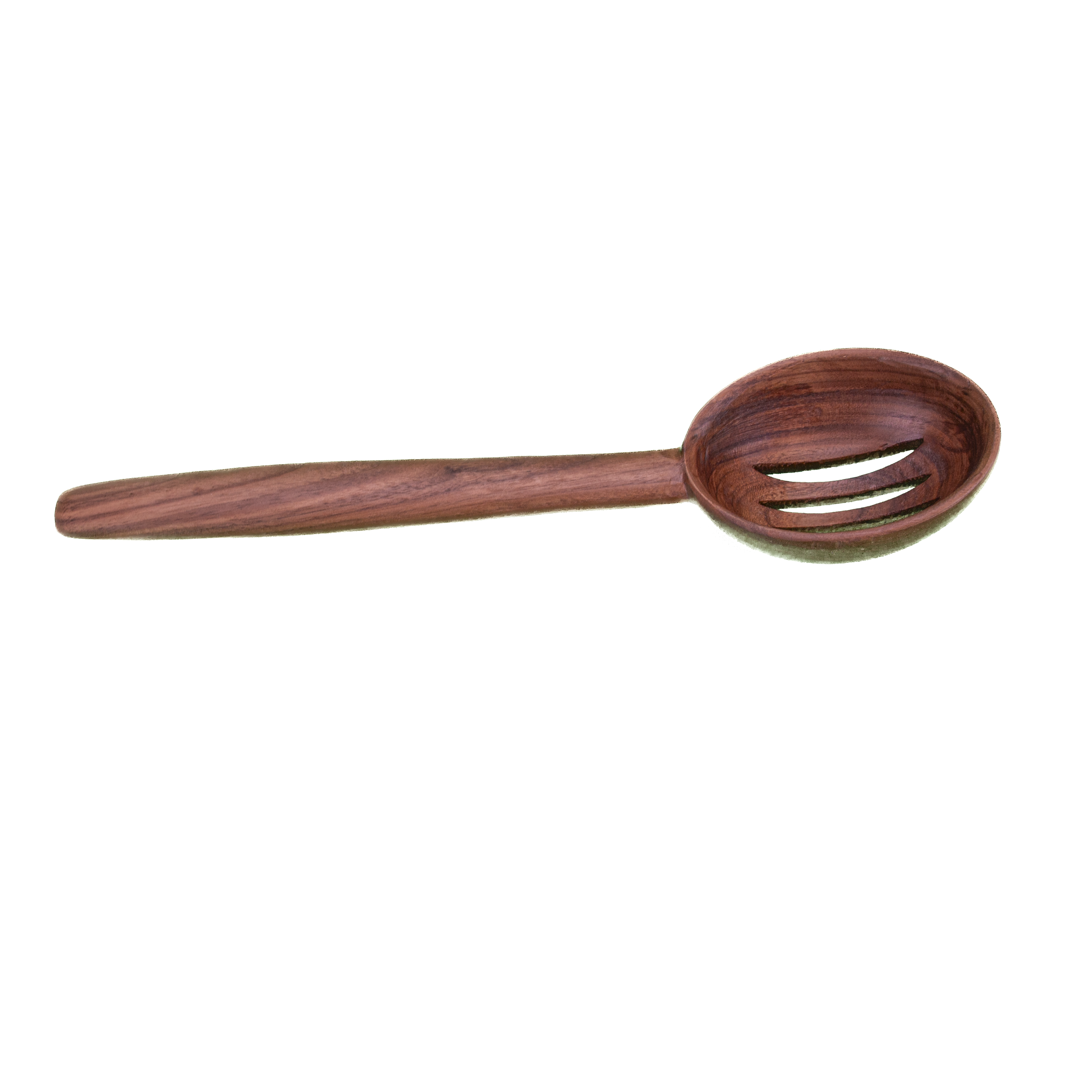 Large slotted wooden cooking spoon for draining and stirring