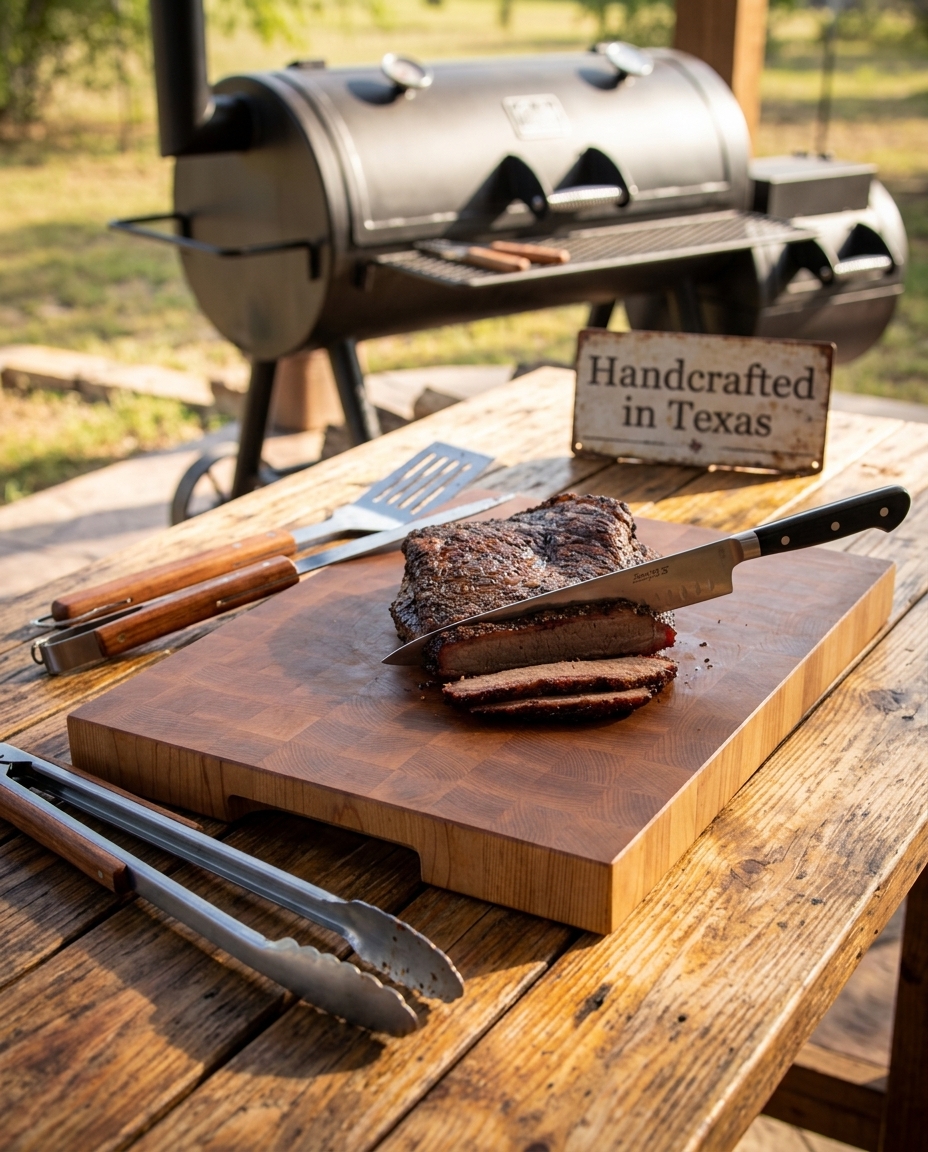 Large end grain maple cutting board for heavy prep and serving